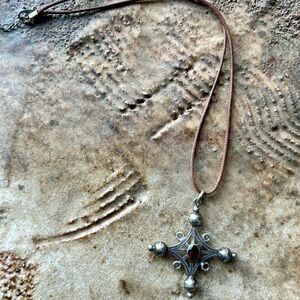 Silver Pendant Necklace with Garnet Gemstone